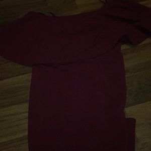 Ruffled at the top right fitted burgundy dress